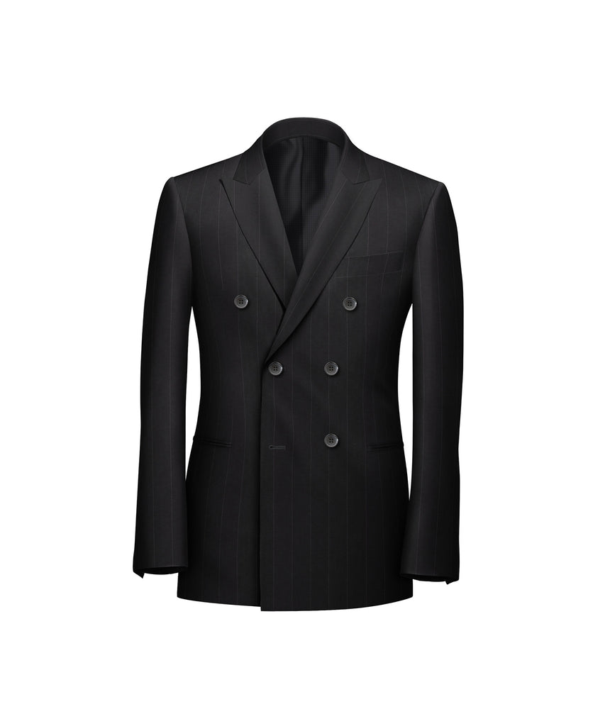 Black Wide Chalk Stripe Suit - Harland Gunnar