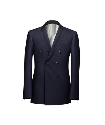 Navy Blue Herringbone Suit - Harland Gunnar